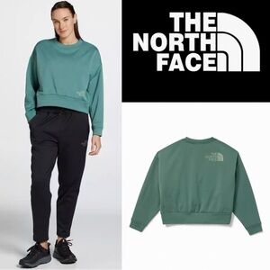 NORTH FACE HORIZON PERFORMANCE FLEECE SAGE GREEN CROPPED CREWNECK SWEATSHIRT